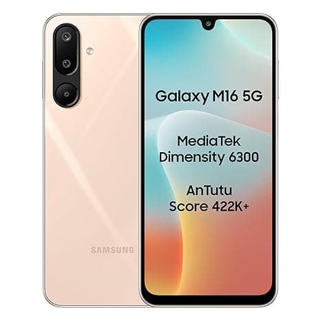 Samsung Galaxy M16 5G (Blush Pink, 4GB RAM, 128 GB Storage) | MediaTek Dimensity 6300 | AnTuTu Score 422K+ | Super Amoled Display | 25W Fast Charging | 6 Gen. of OS Upgrades | Without Charger