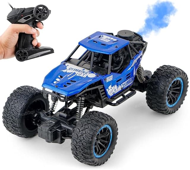 Zest 4 Toyz Remote Control Car For Kids With Mist Smoke Effect 2 Wd Monster Truck Rock Crawler Climbing Rc Toy Vehicle Car For Boys And Girls-Blue